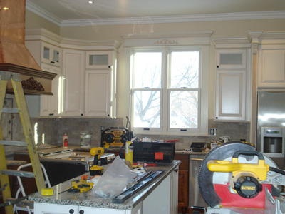 Kitchen after cabinet installation